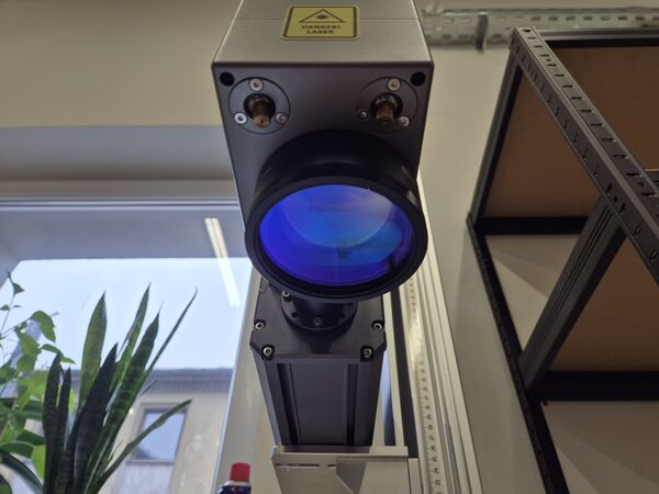 Laser engraving — working optics of the laser engraver, MIKRO-PRO.